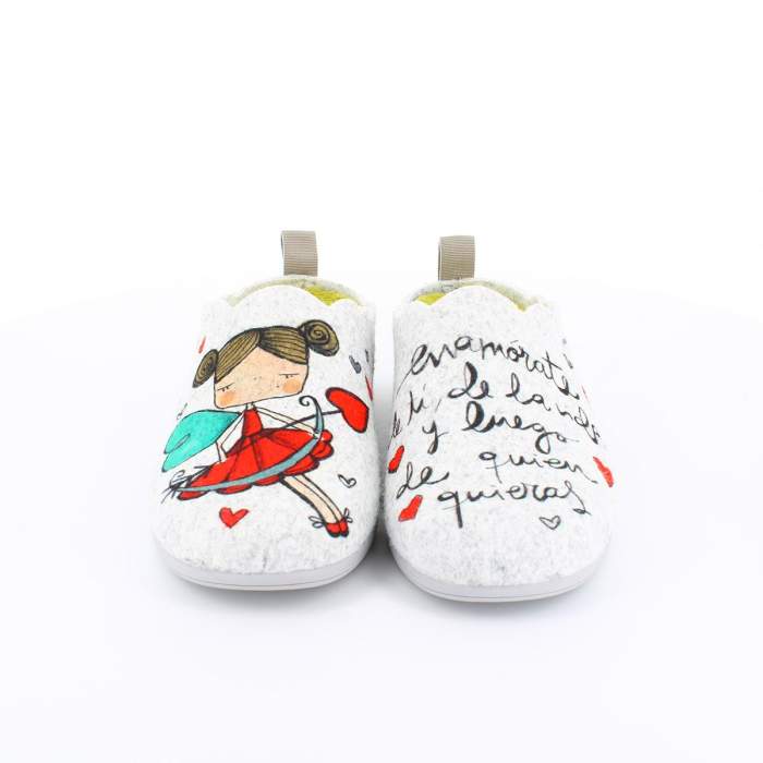 Frontal de zapatillas de estar por casa para mujer color gris