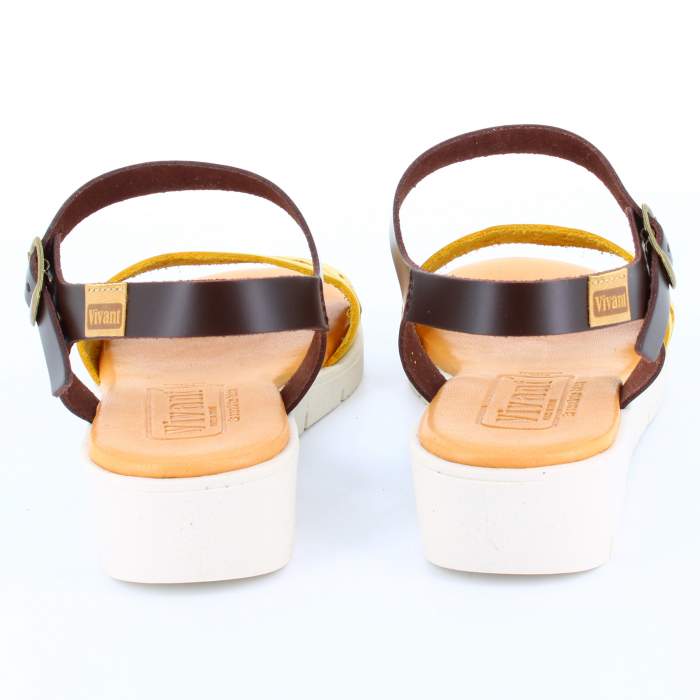 Sandalia de mujer en piel amarilla