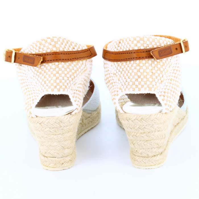 Par de Sandalias con cuña de yute blanca para mujer modelo LIZARD en piel color blanco