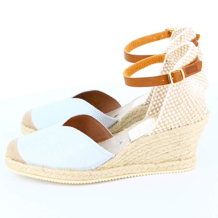 Sandalias de esparto blancas para mujer modelo LIZARD en piel color blanco