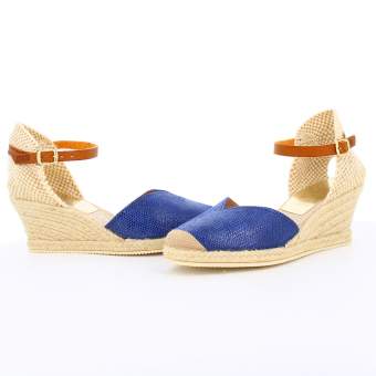 Sandalias de cuña para mujeres modelo LIZARD color azul blavern 2