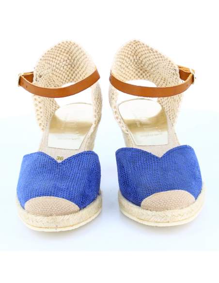 Tienda online de Sandalias de cuña para mujeres modelo LIZARD color azul blavern