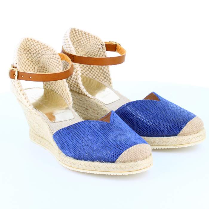 Sandalias de cuña para mujeres modelo LIZARD color azul blavern