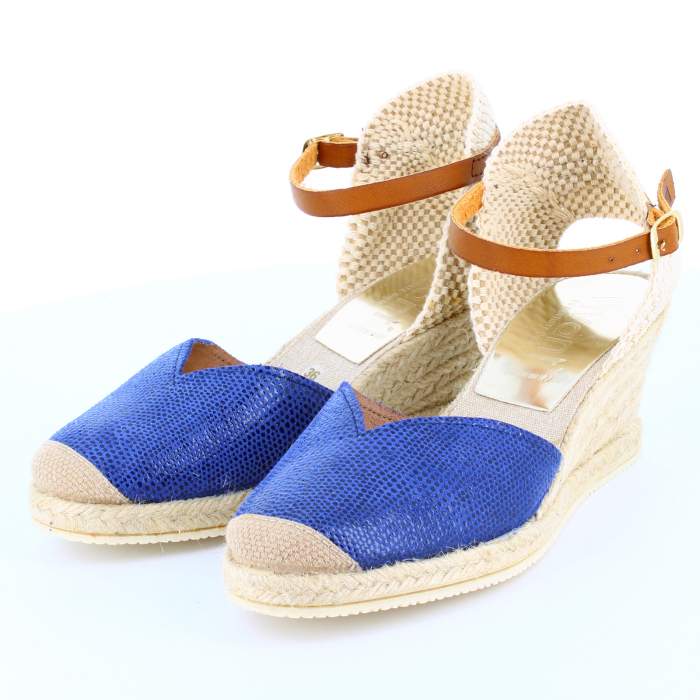 cuñas de yute azules para mujer