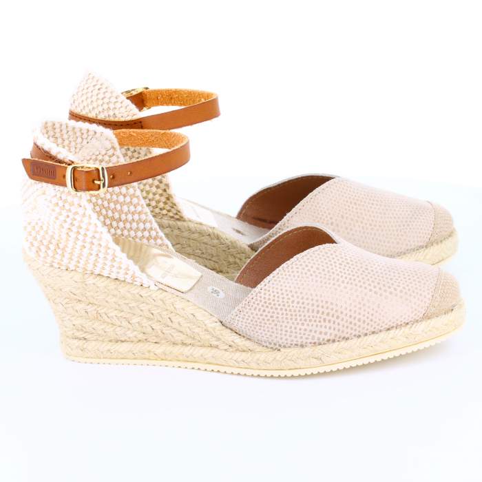 Sandalias de yute para mujeres modelo LIZARD color arena cuña de yute arena beig