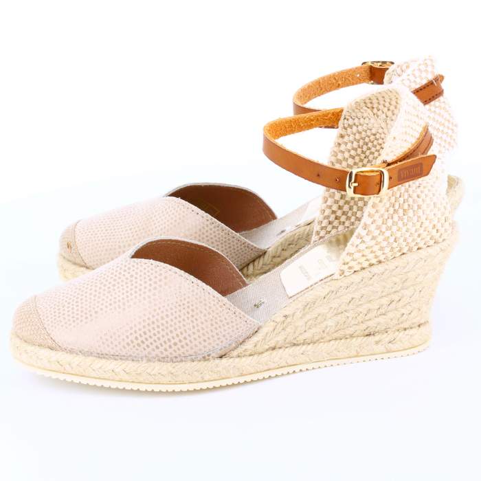 Tienda online de Sandalias de yute para mujeres modelo LIZARD color arena cuña de yute arena beig