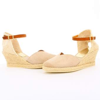 Sandalias de cuña para mujeres modelo LIZARD color arena 2