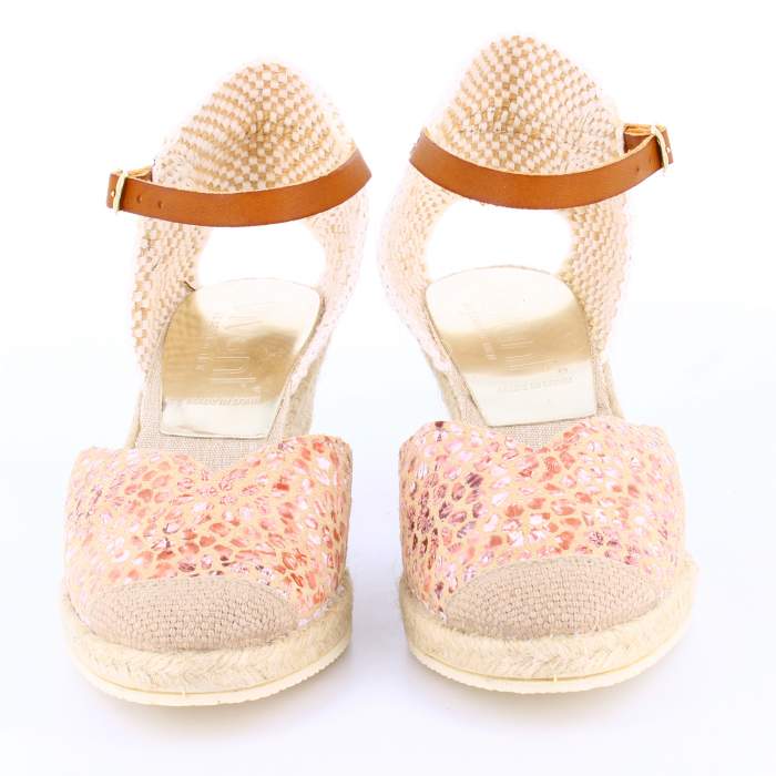 Tienda online de Sandalias de esparto para Mujer con cuña de yute modelo AVIGNON piel color rosa/beige