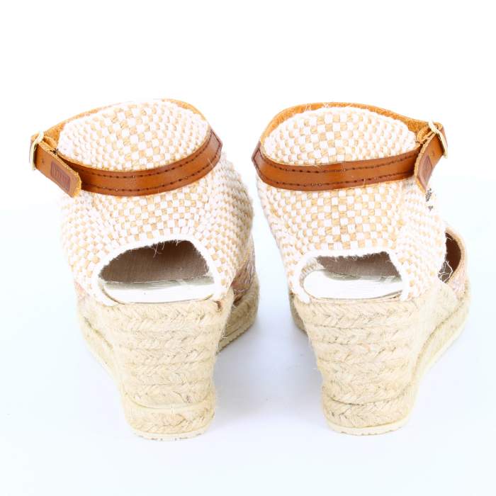 Comprar Sandalias de esparto rosa para Mujer con cuña de yute modelo AVIGNON piel color rosa/beige