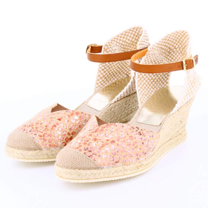 cuñas de esparto rosas beige