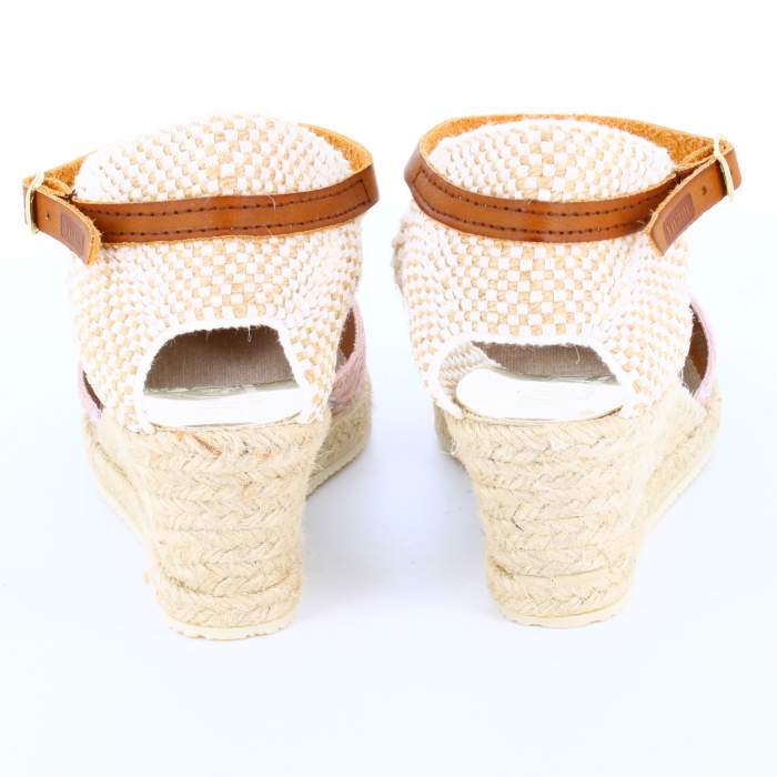 Tienda online de Sandalias de yute para Mujer con cuña de esparto modelo AVIGNON piel color rosa