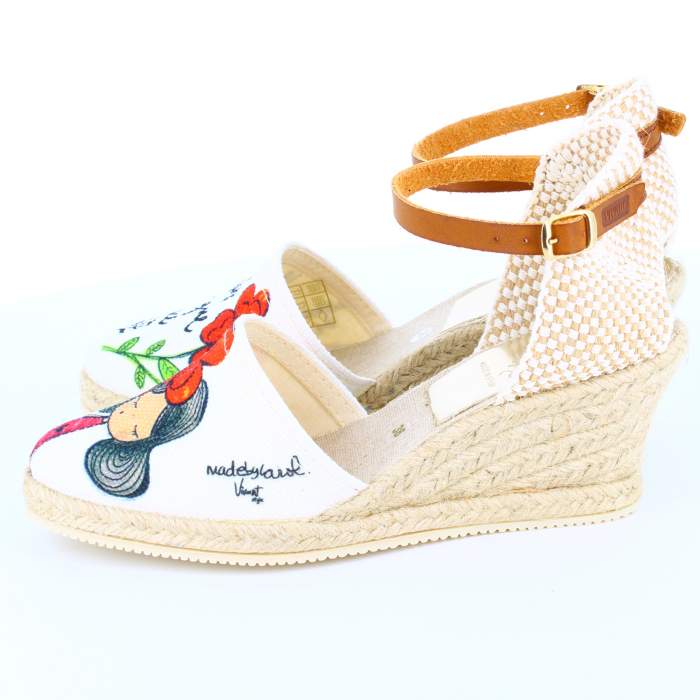 alpargata cuña de esparto blancas con plataforma para mujer