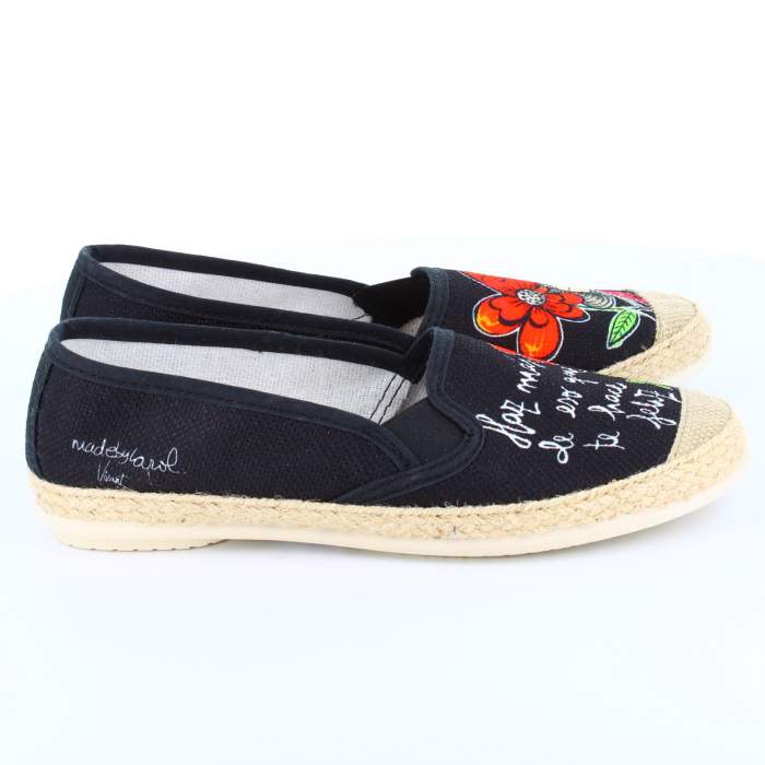 Camping de lona negra para mujer suela de yute