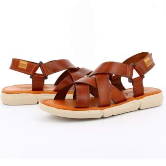 Sandalias para hombre de piel cuero nuez con velcro 2