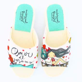 Zapatillas de estar por casa para Mujer modelo Bahía con el mensaje "Amor de verano" en color blanco 2