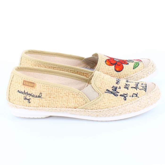 Camping de lona beige para mujer suela de yute