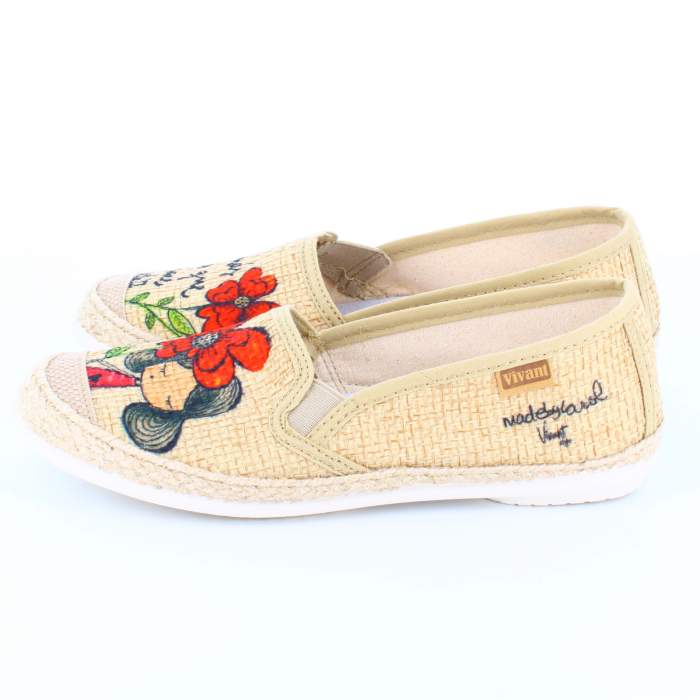 zapatillas camping color beige natural para mujer