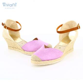 Sandalias Mujer Cuña Esparto Lizard Lila 2