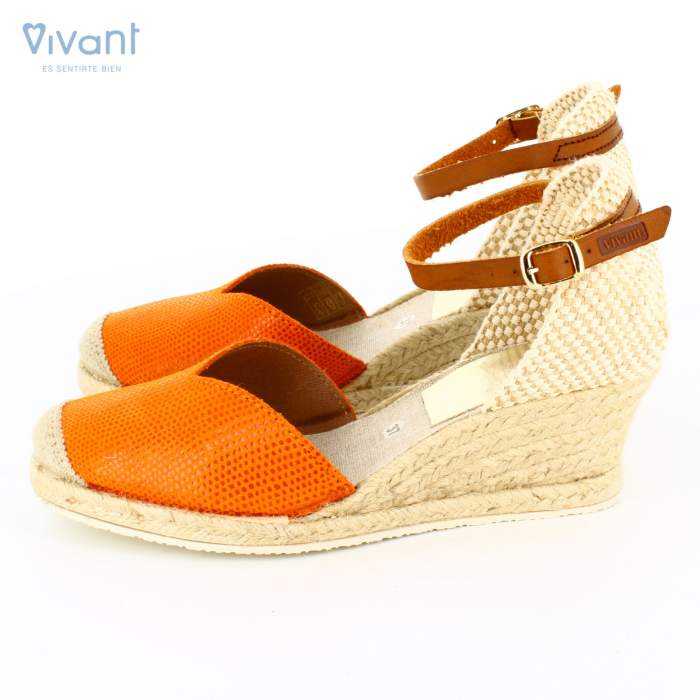 Lateral vista foto de cuña de yute de vivant color naranja