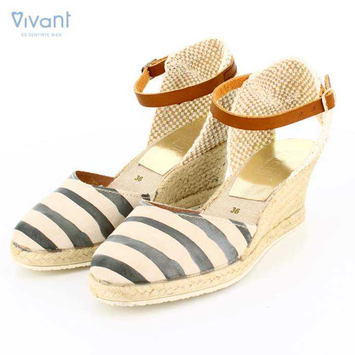 Sandalias Mujer Cuña Yute Serraje Gris