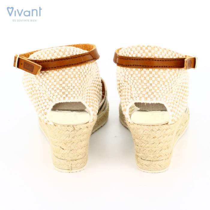 Vista trasera de las Sandalias Mujer Cuña Yute Serraje Gris