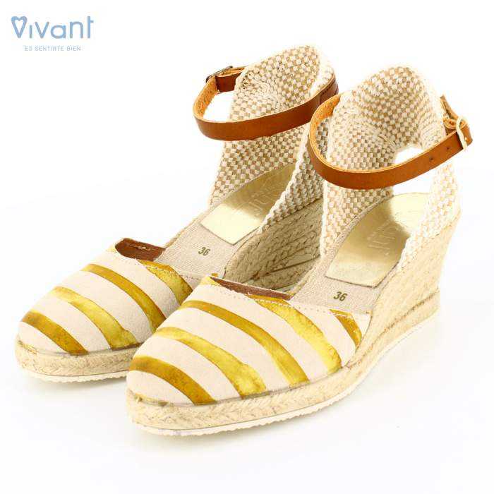 Alpargatas de yute con cuña para señora en color amarillo mostaza