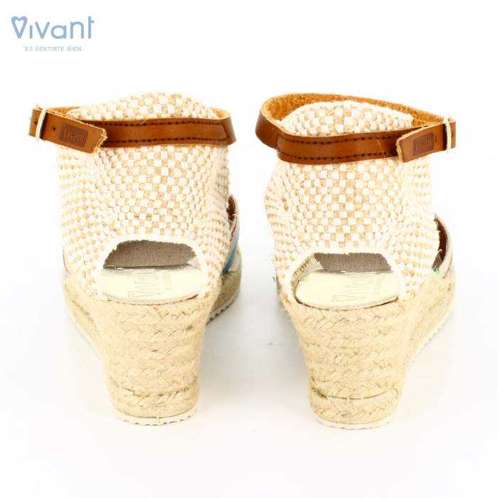 trasera de Sandalias Mujer Cuña Yute Serraje Multicolor