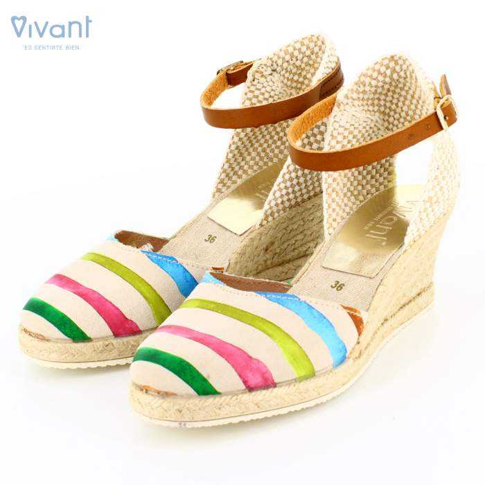 Sandalias Mujer Cuña Yute Serraje Multicolor