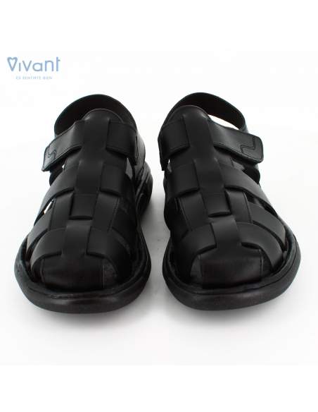 sandalias negras de piel para vestir