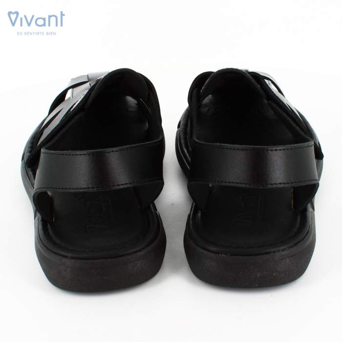 Vista trasera de las sandalias de piel negra para hombre