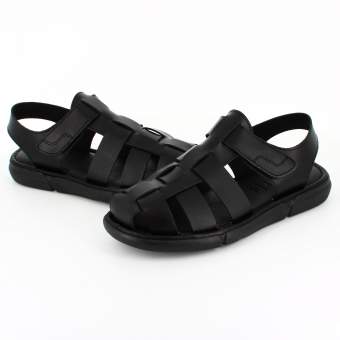 Sandalias tipo Cangrejeras para Hombre fabricadas en Piel tipo Vaquetilla de color Negro 2