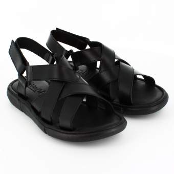 Sandalias Hombre Piel Vaquetilla Negra