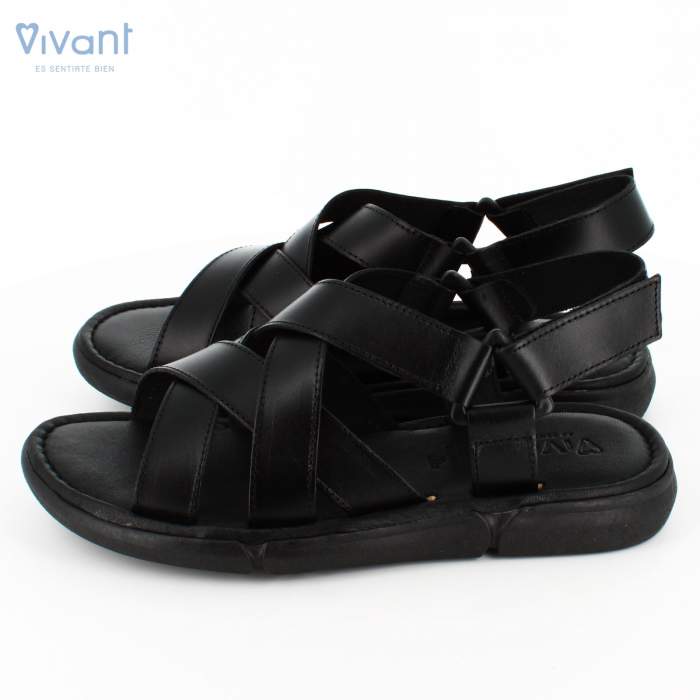 lateral de sandalias de piel negras