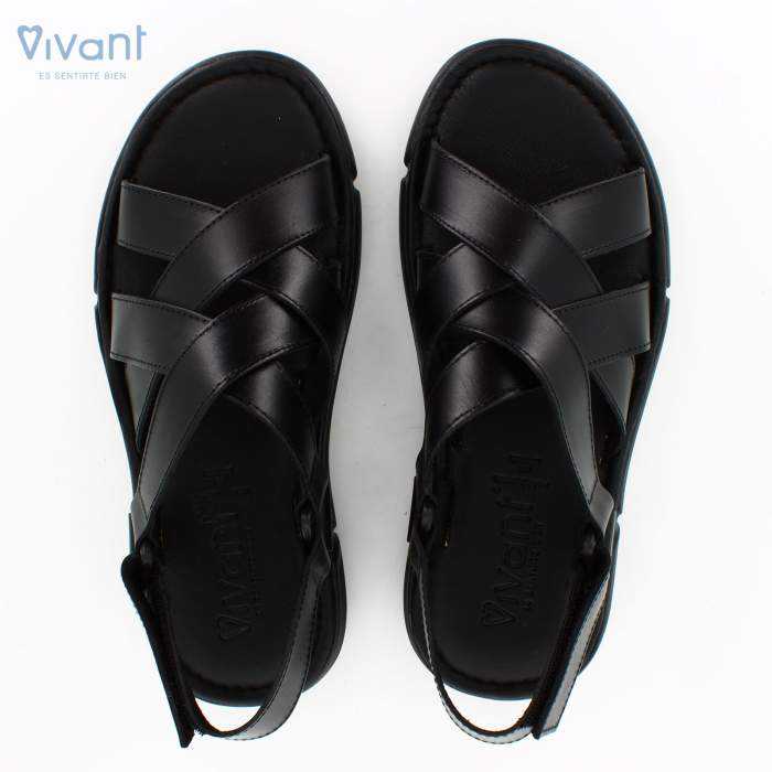 sandalias de piel negra cuero