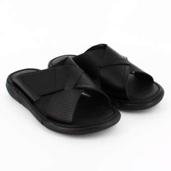 Sandalias Hombre Piel Vaquetilla Negra