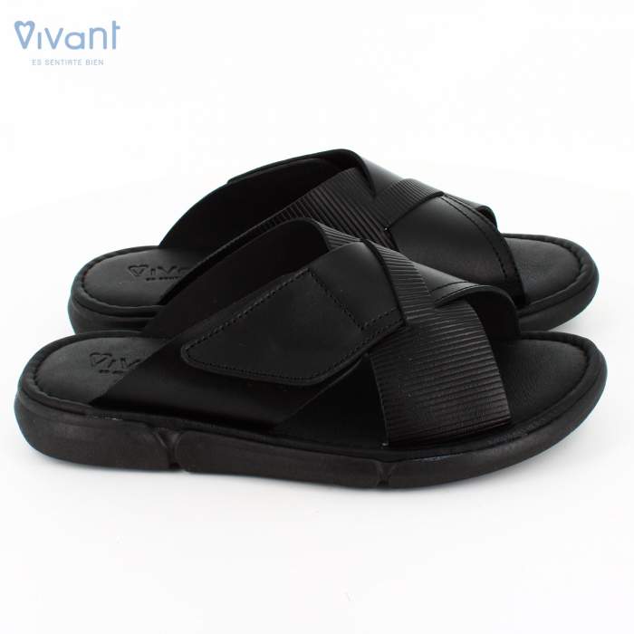 lateral de Sandalias Hombre Piel Vaquetilla Negra lateral de Sandalias Hombre Piel Vaquetilla Negra