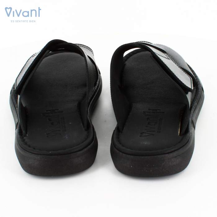 trasera de Sandalias Hombre Piel Vaquetilla Negra trasera de Sandalias Hombre Piel Vaquetilla Negra