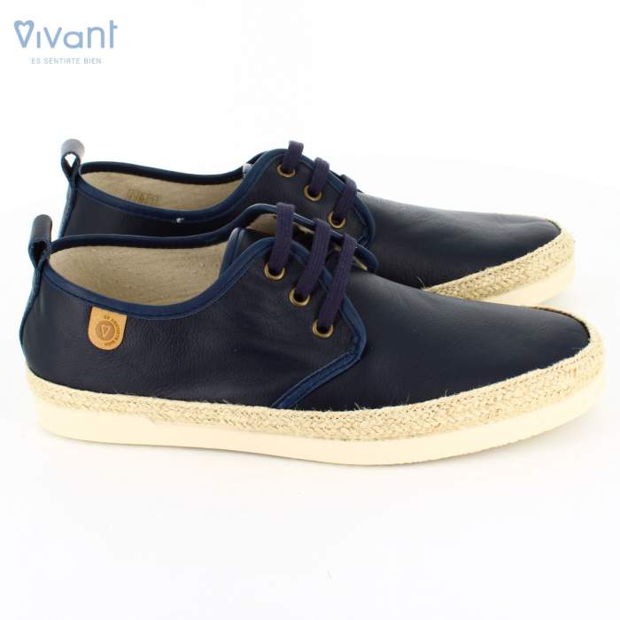 zapatos con cordones de piel para hombre en azul marino