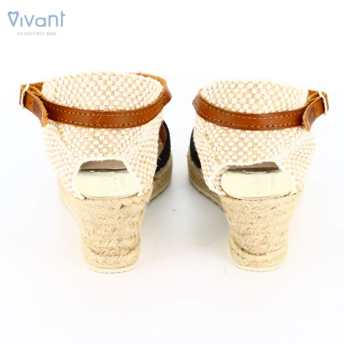 trasera de sandalias de yute y esparto para mujer