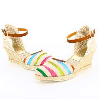 Sandalias Mujer Cuña Yute Serraje Multicolor 2