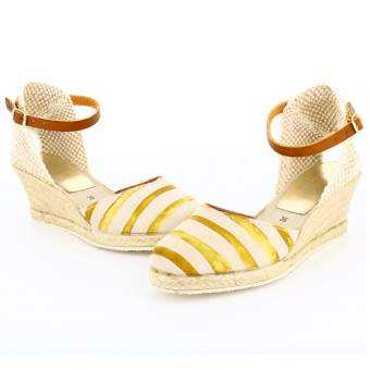 Sandalias Mujer Cuña Yute Serraje Mostaza 2