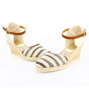 Sandalias Mujer Cuña Yute Serraje Gris 2