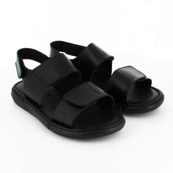 Sandalias de piel negra para hombre con belcro