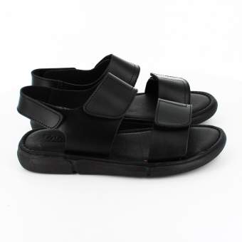 Sandalias de piel negra para hombre con belcro 2