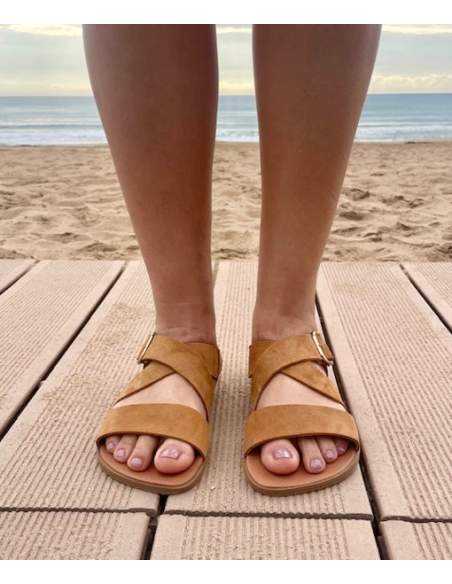 Sandalias Barefoot Mujer en Serraje Marron | Modelo Terra 9100 – Vivant