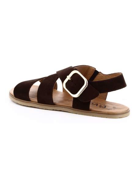 Sandalias Barefoot Mujer en Serraje Marron | Modelo Terra 9100 – Vivant