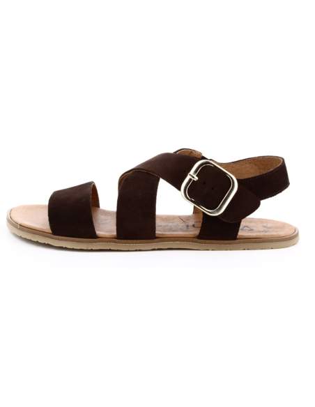 Sandalias Barefoot Mujer en Serraje Marron | Modelo Terra 9100 – Vivant