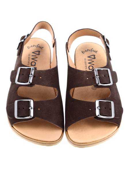Sandalias Barefoot Mujer en Serraje Marron | Modelo Semilla – Vivant