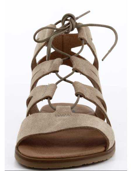 Sandalias Barefoot Mujer en Serraje Camello | Modelo SABIA-Vivant