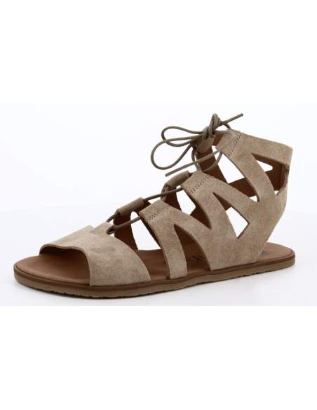 Sandalias Barefoot Mujer en Serraje Camello | Modelo SABIA-Vivant